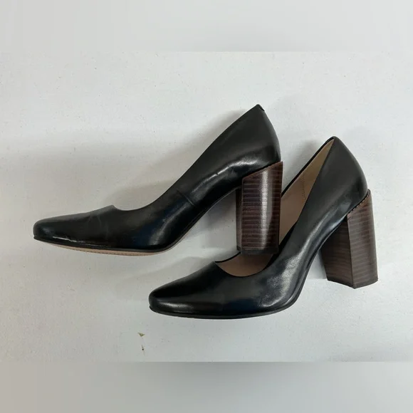 Clarks Narrative Leather Block Heel Pumps 9.5 Black – Classic Comfort Work Heels - Picture 7 of 7